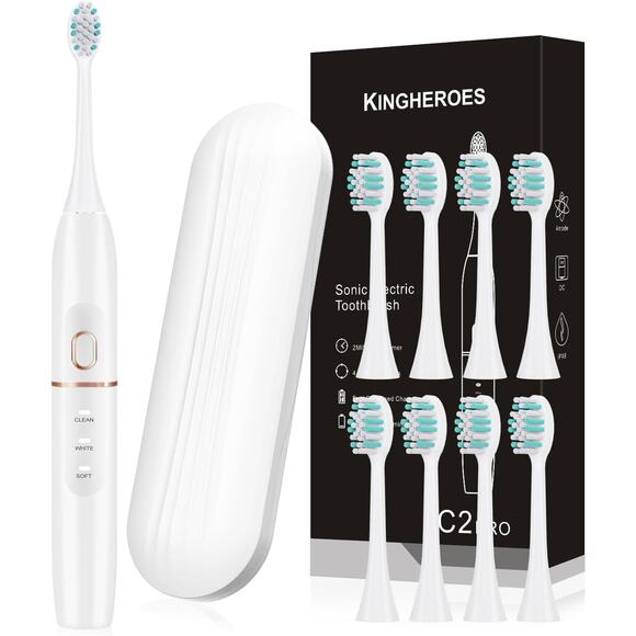 White Personality Whitening Series Toothbrush – 8 Brush Heads & Travel Case - Picture 2 of 5